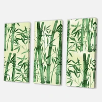 Bamboo Branches in The Forest I Canvas Wall Art - 3 Panels