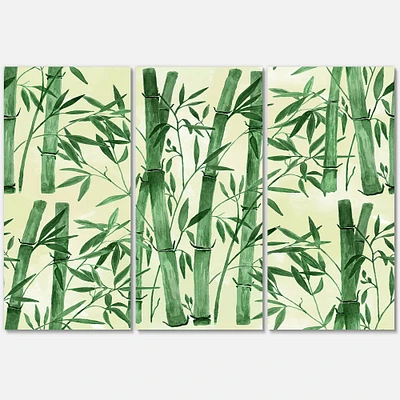 Bamboo Branches in The Forest I Canvas Wall Art - 3 Panels