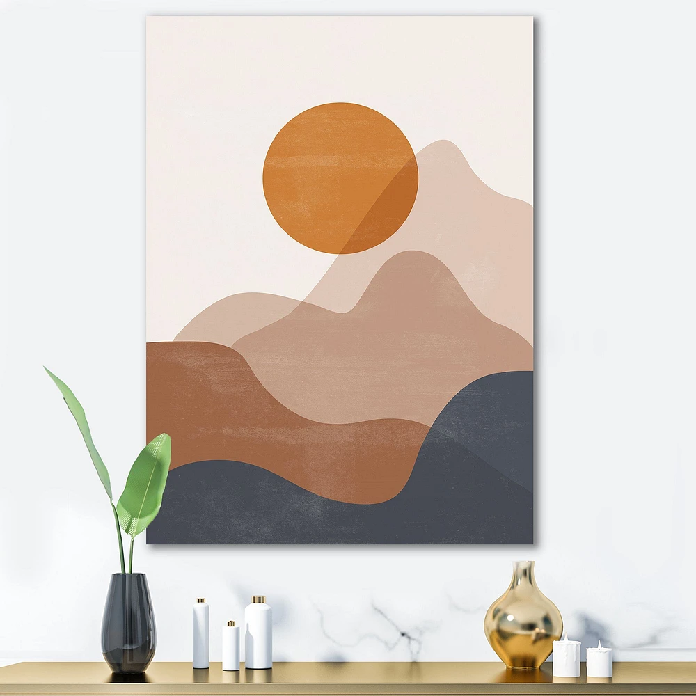 Red Moon Earth Toned Mountains II Wall Art