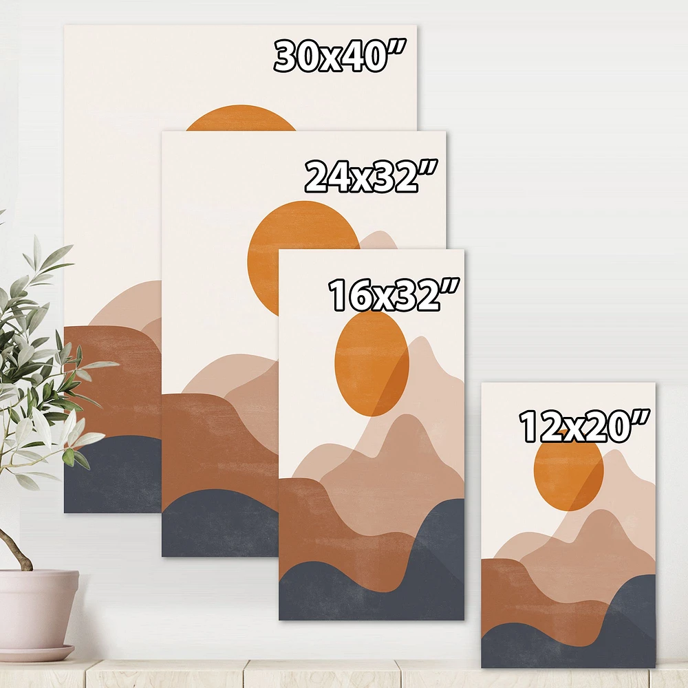 Red Moon Earth Toned Mountains II Wall Art