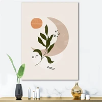 Abstract Geometrical Moon with Leaf I  Wall Art