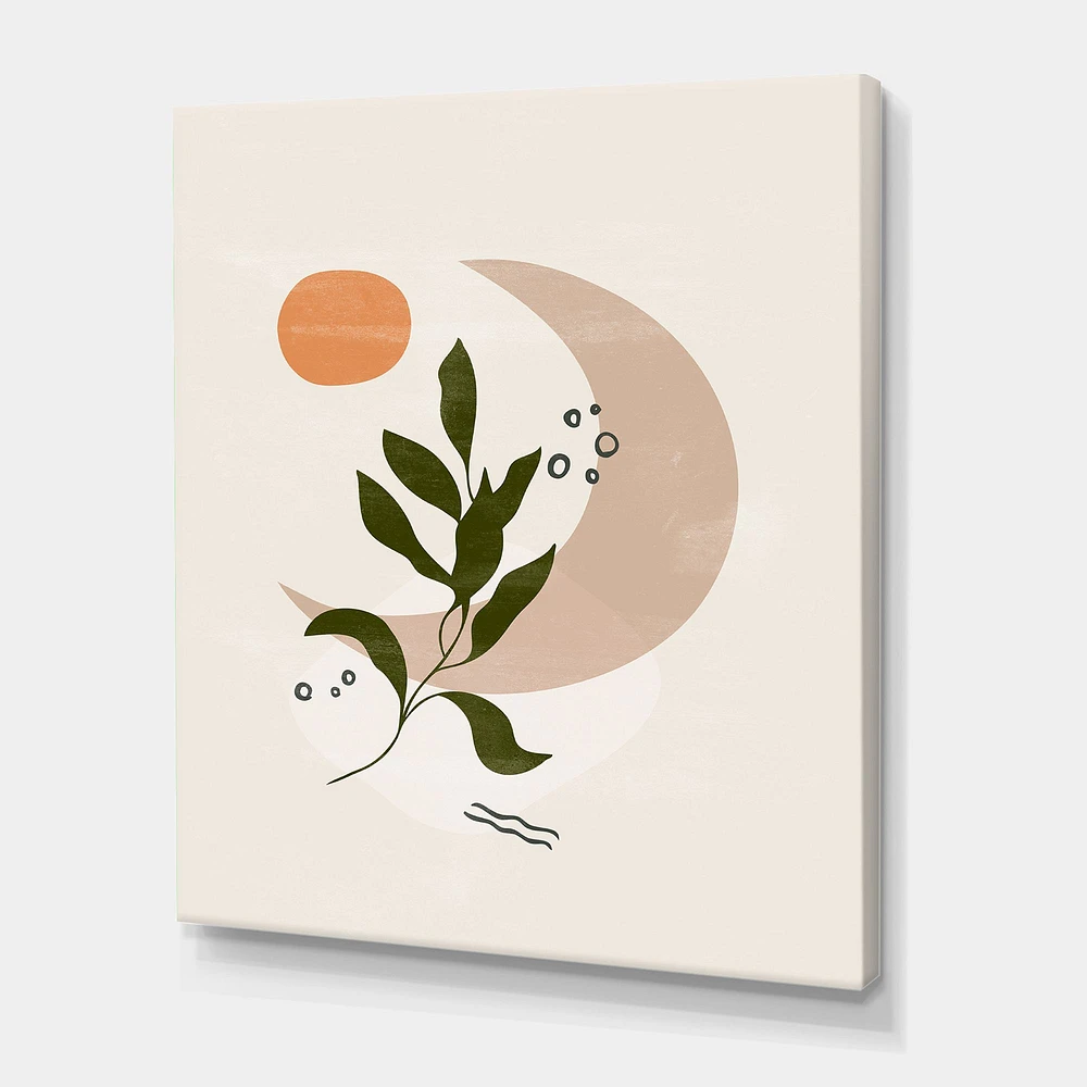 Abstract Geometrical Moon with Leaf I  Wall Art