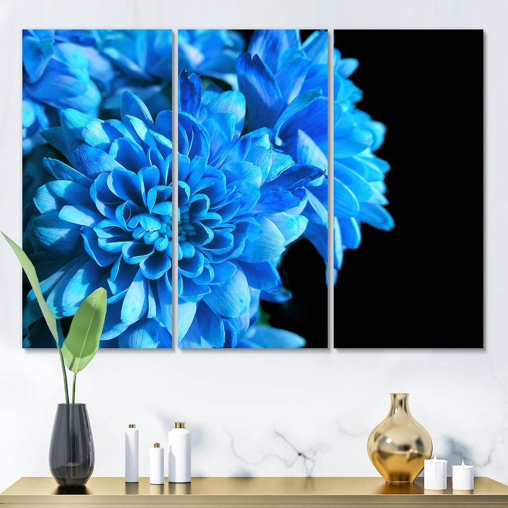 Detail of Blue Flowers on Black I  Canvas Wall Art