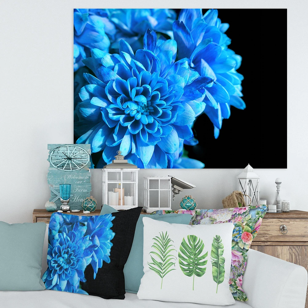 Detail of Blue Flowers on Black I  Wall Art