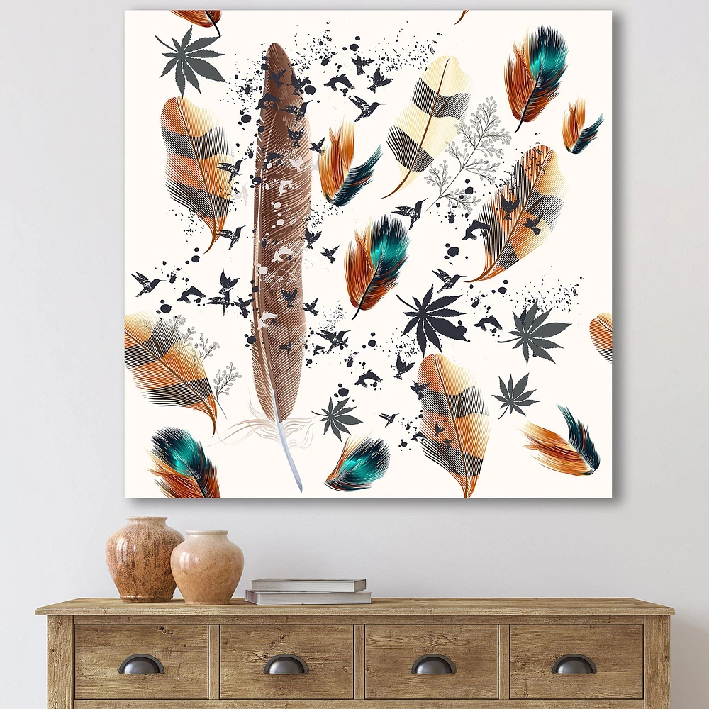 Multicolored Feather Pattern  Wall Art