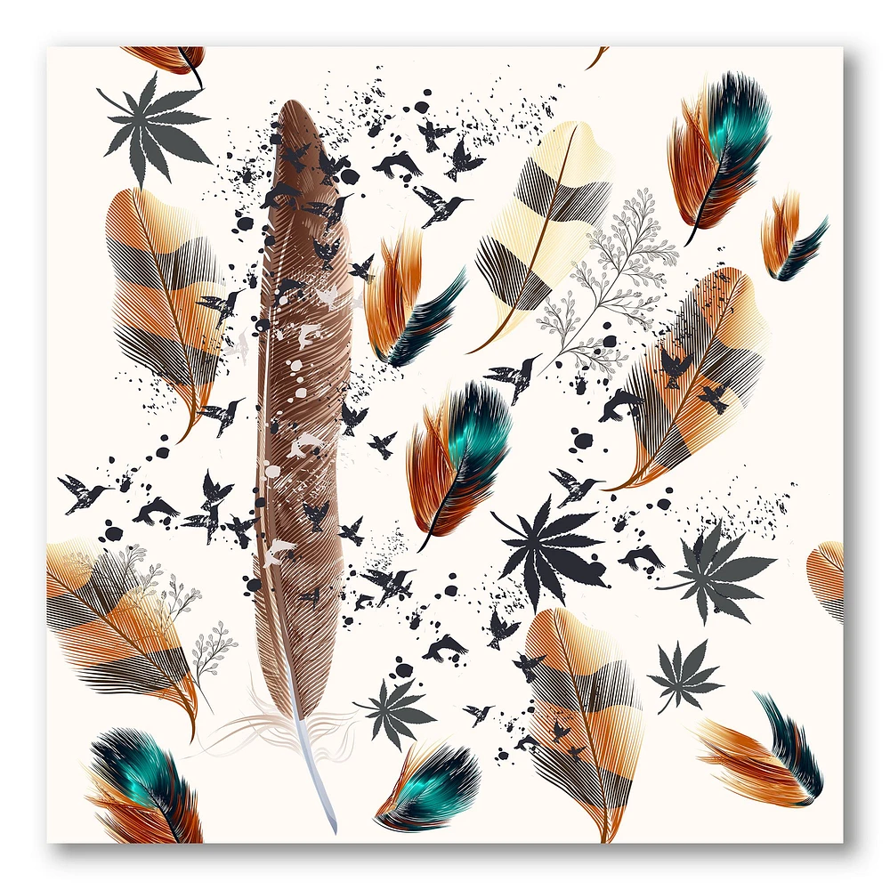 Multicolored Feather Pattern  Wall Art