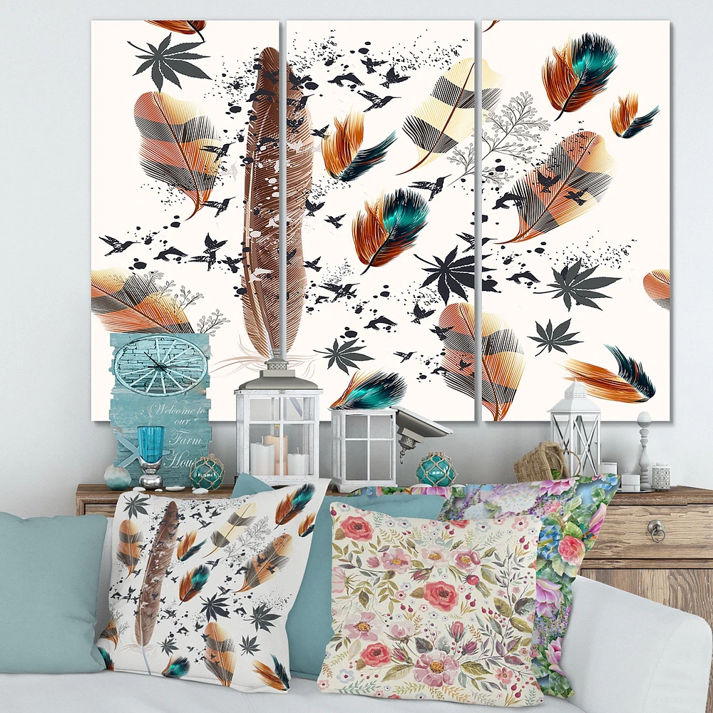 Multicolored Feather Pattern  Canvas Wall Art