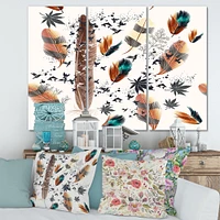 Multicolored Feather Pattern  Canvas Wall Art