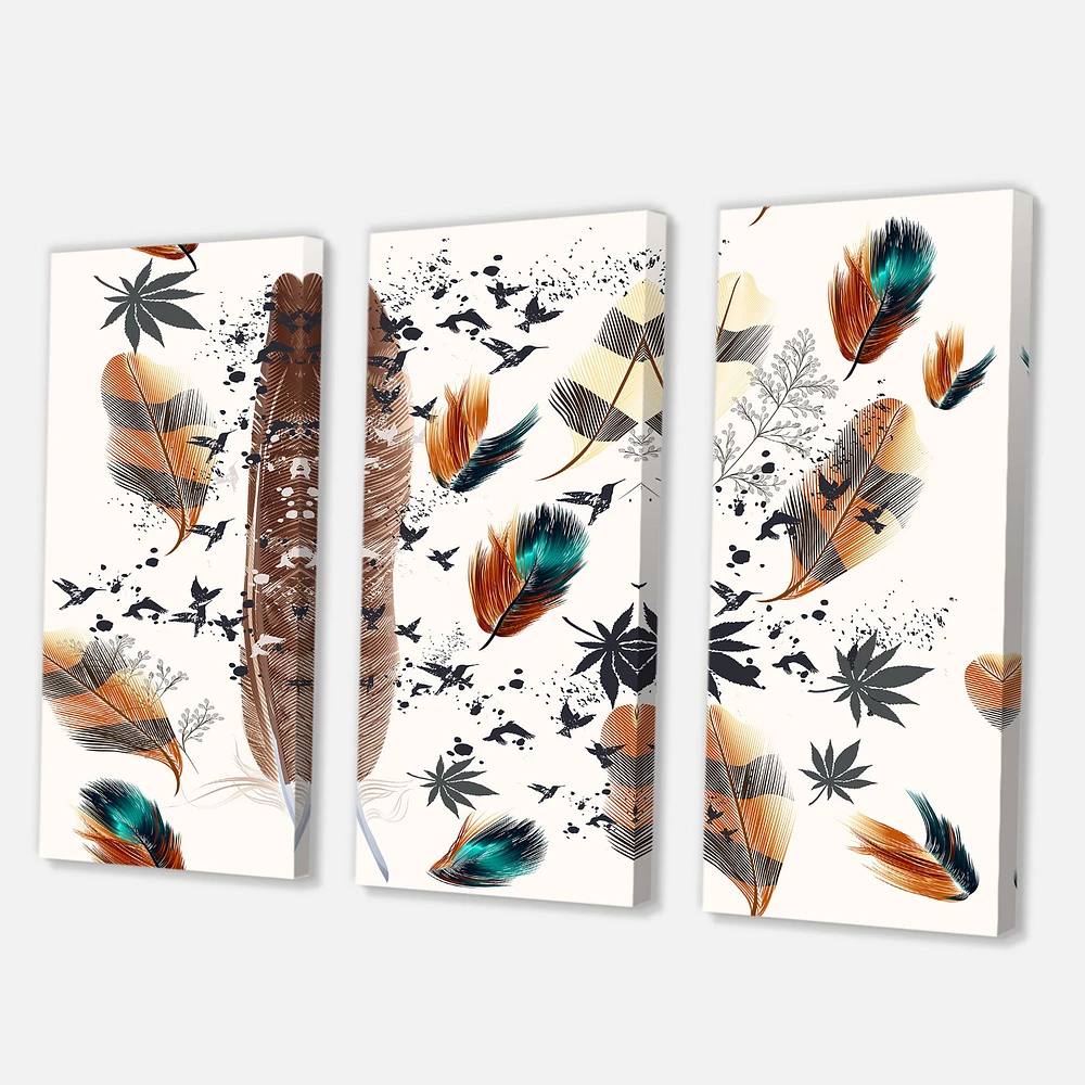 Multicolored Feather Pattern  Canvas Wall Art