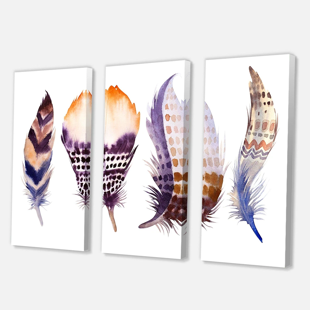 Purple Boho Feathers  Canvas Wall Art