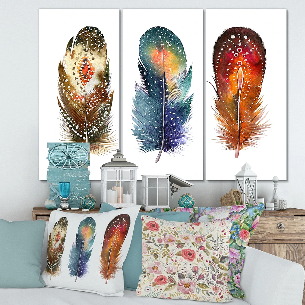 Toile « Colourful Boho Feather Set IX