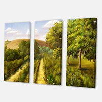 Vibrant Country Road During Summer  Canvas Wall Art