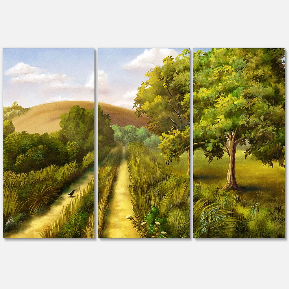 Vibrant Country Road During Summer  Canvas Wall Art