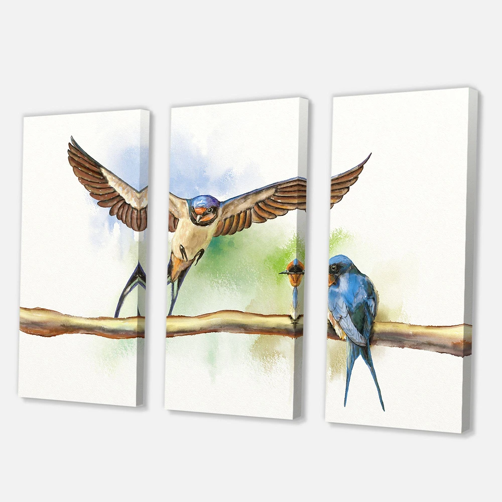 Two Barn Swallows Birds  Canvas Wall Art