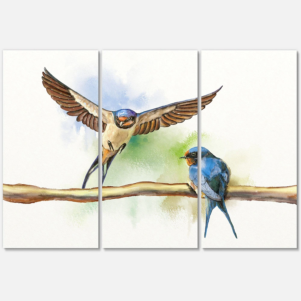 Two Barn Swallows Birds  Canvas Wall Art