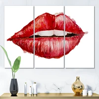 Valentines Day Red Woman Lips   Canvas Wall Art