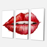 Valentines Day Red Woman Lips   Canvas Wall Art