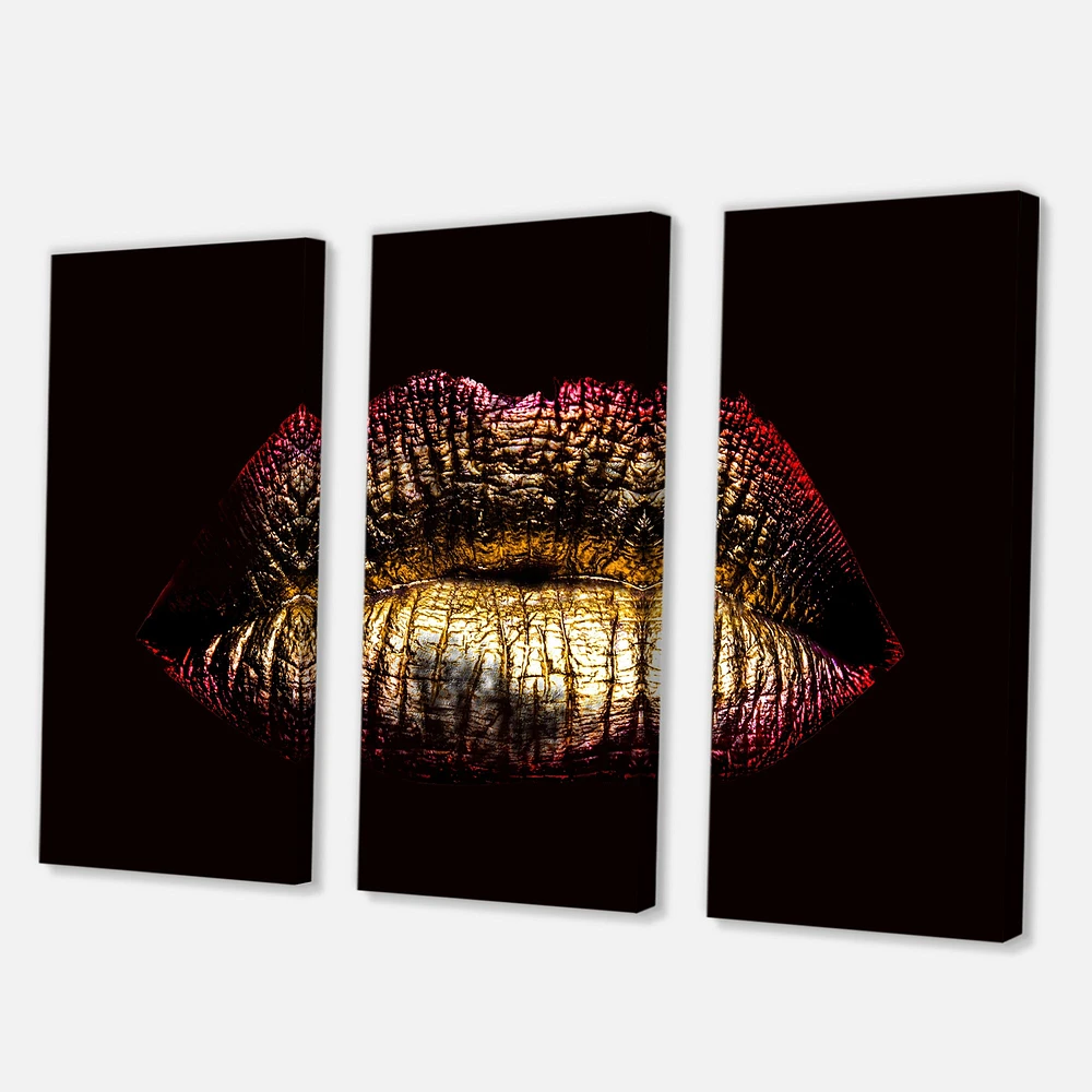 Toile « Sexy Golden Metallized Female Lips IV