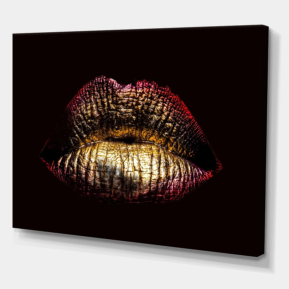 Sexy Golden Metallized Female Lips IV  Wall Art