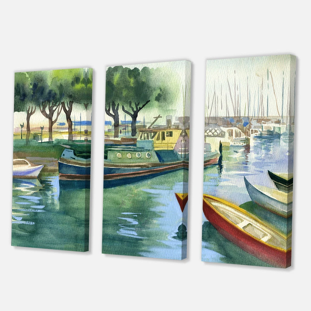 Boats in Green Spring  Canvas Wall Art