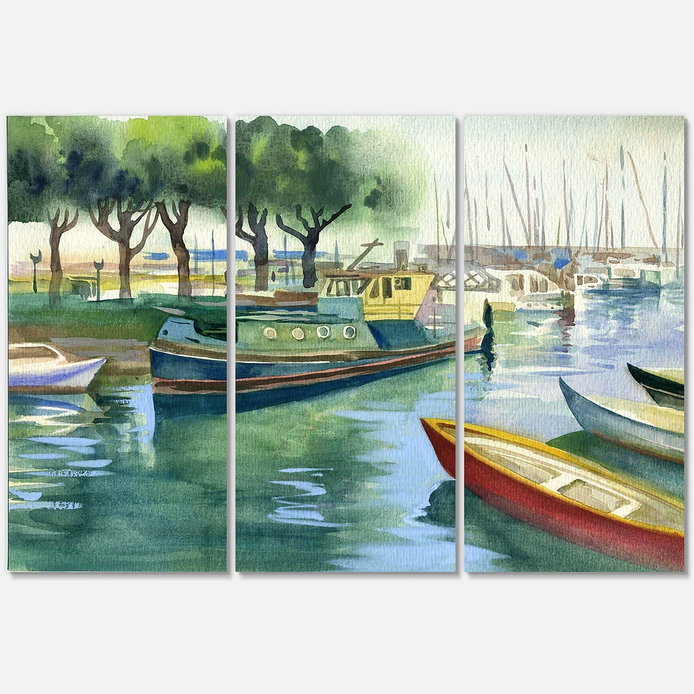 Boats in Green Spring  Canvas Wall Art