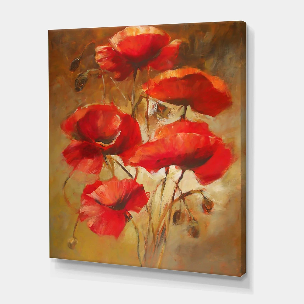 Toile « Red Blossoming Poppies IV »