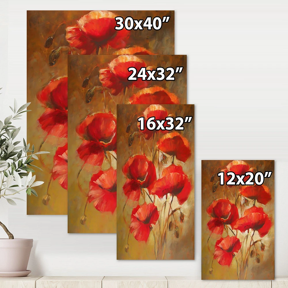 Red Blossoming Poppies IV  Wall Art