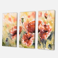 Red Poppy on A Field  Canvas Wall Art