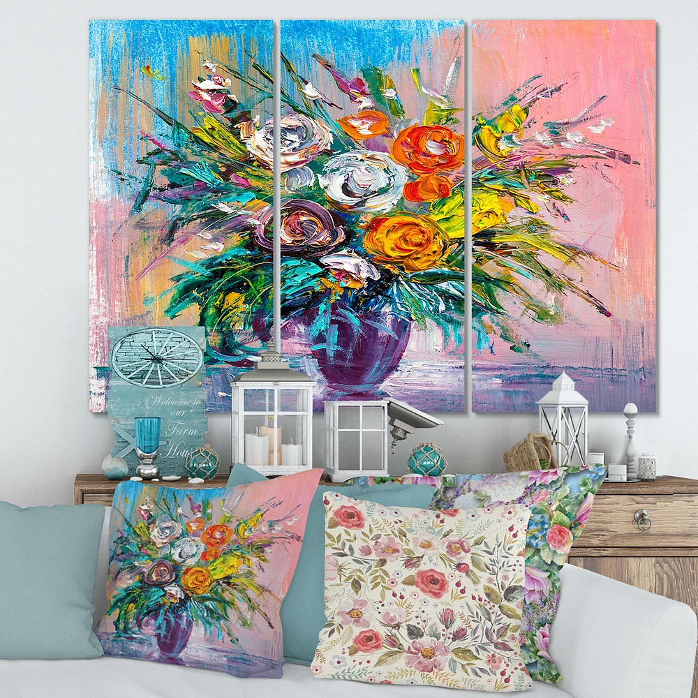 Bouquet of VIbrant Flowers  Canvas Wall Art