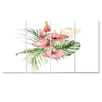 Toile imprimée « Tropical Bouquet with Anthurium Lupine & Leaves I »