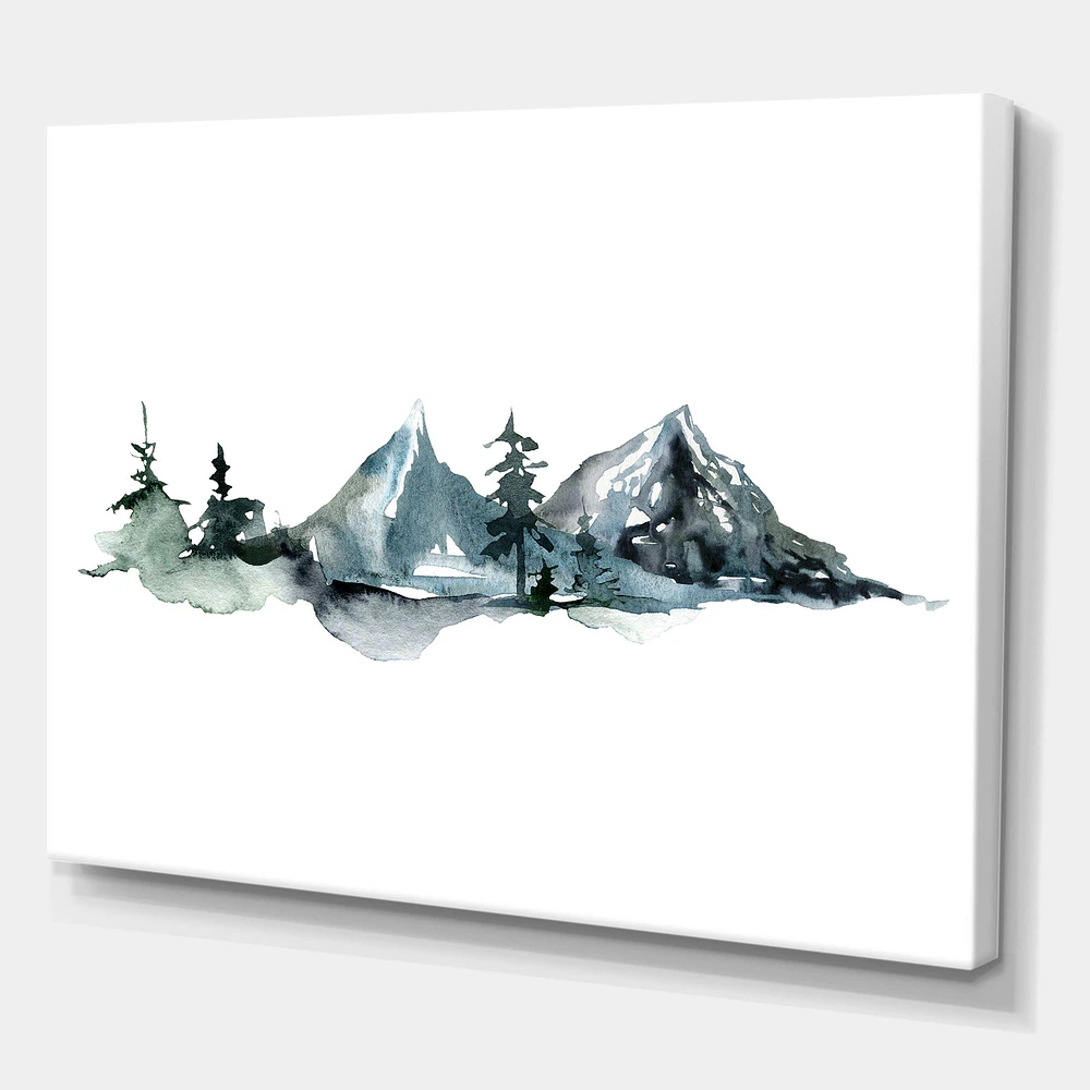 Minimalistic Winter Mountains and Fir Forest III Canvas Wall Art