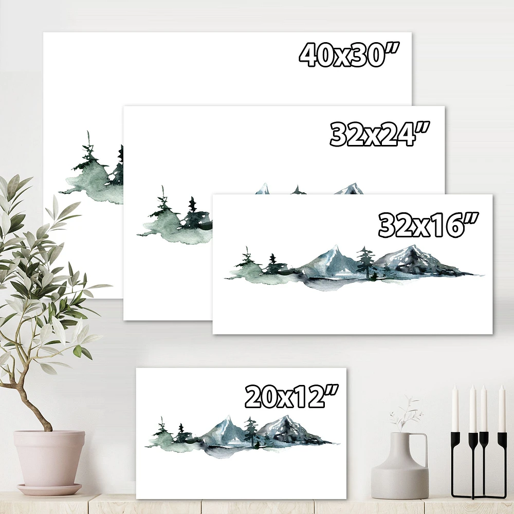 Minimalistic Winter Mountains and Fir Forest III Canvas Wall Art