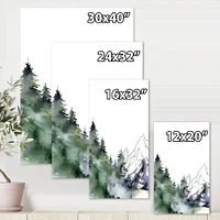 Winter Dark Blue Mountain Landscape with Trees III Canvas Wall Art Print