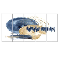 Panneaux de toile imprimée « Dark Blue & Gold Abstract Circle Ocean Texture »