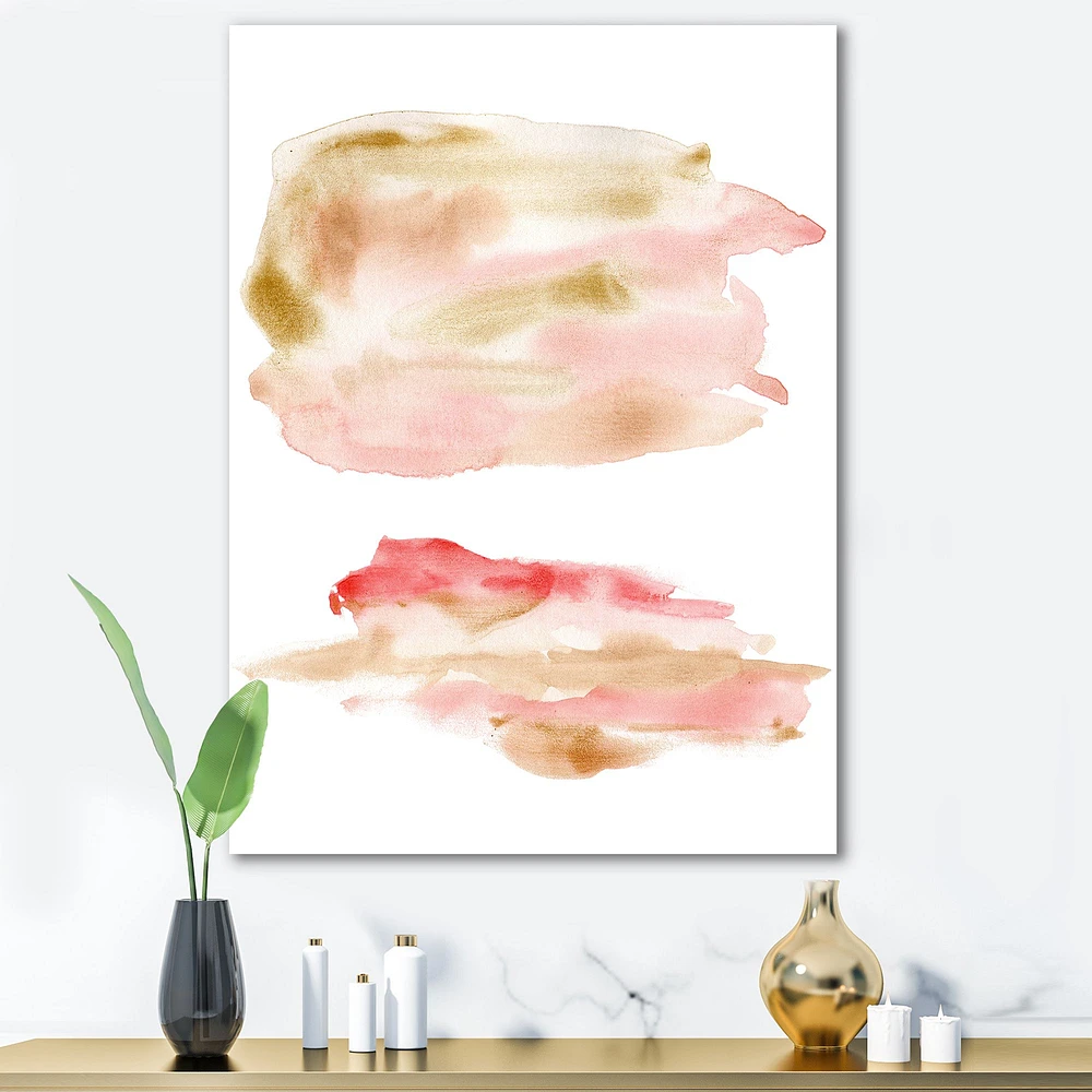 Abstract Set with Pink Gold Beige and Red Spots Canvas Wall Art