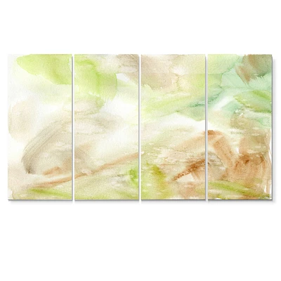 Pastel Abstract with Green Brown and Beige Spots Canvas Wall Art Print