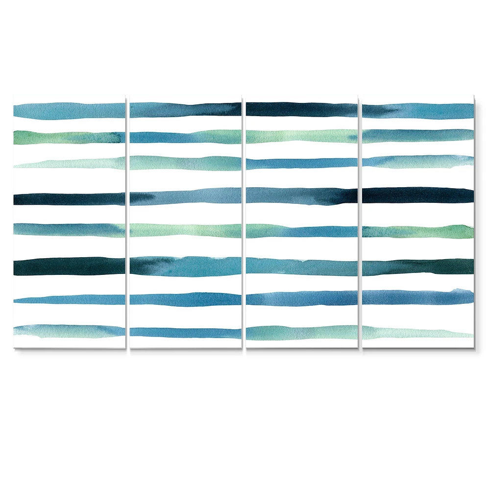 Aquatic Dark Blue Verticals Canvas Wall Art Print