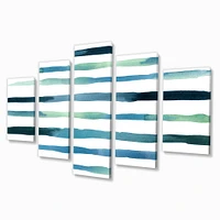 Aquatic Dark Blue Verticals Canvas Wall Art Print