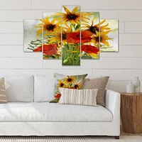 SunFlowers and Poppies The Wild Canvas Wall Art Print - Panels
