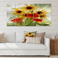 SunFlowers and Poppies The Wild Canvas Wall Art Print - Panels