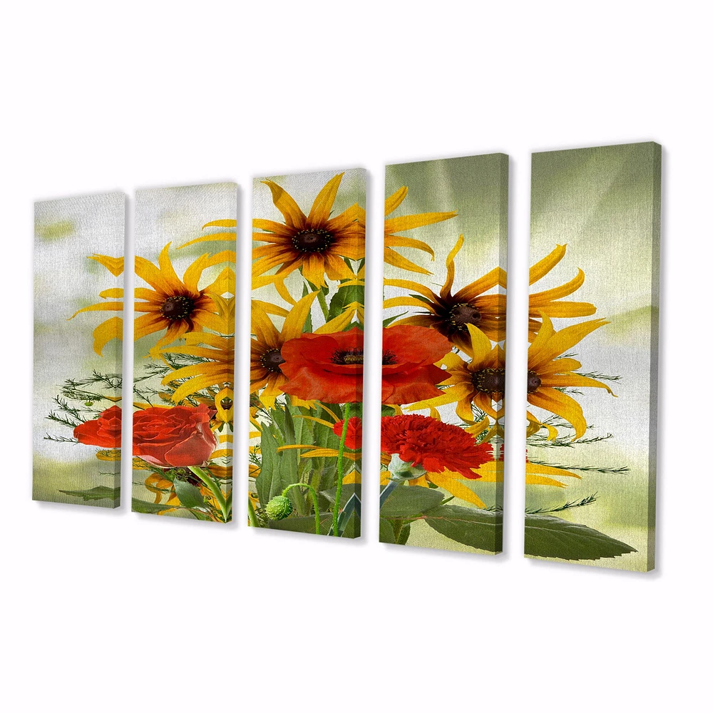 SunFlowers and Poppies The Wild Canvas Wall Art Print - Panels