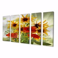 SunFlowers and Poppies The Wild Canvas Wall Art Print - Panels