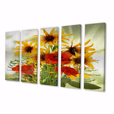 SunFlowers and Poppies The Wild Canvas Wall Art Print