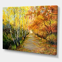 River in The Autumn Woods Canvas Wall Art