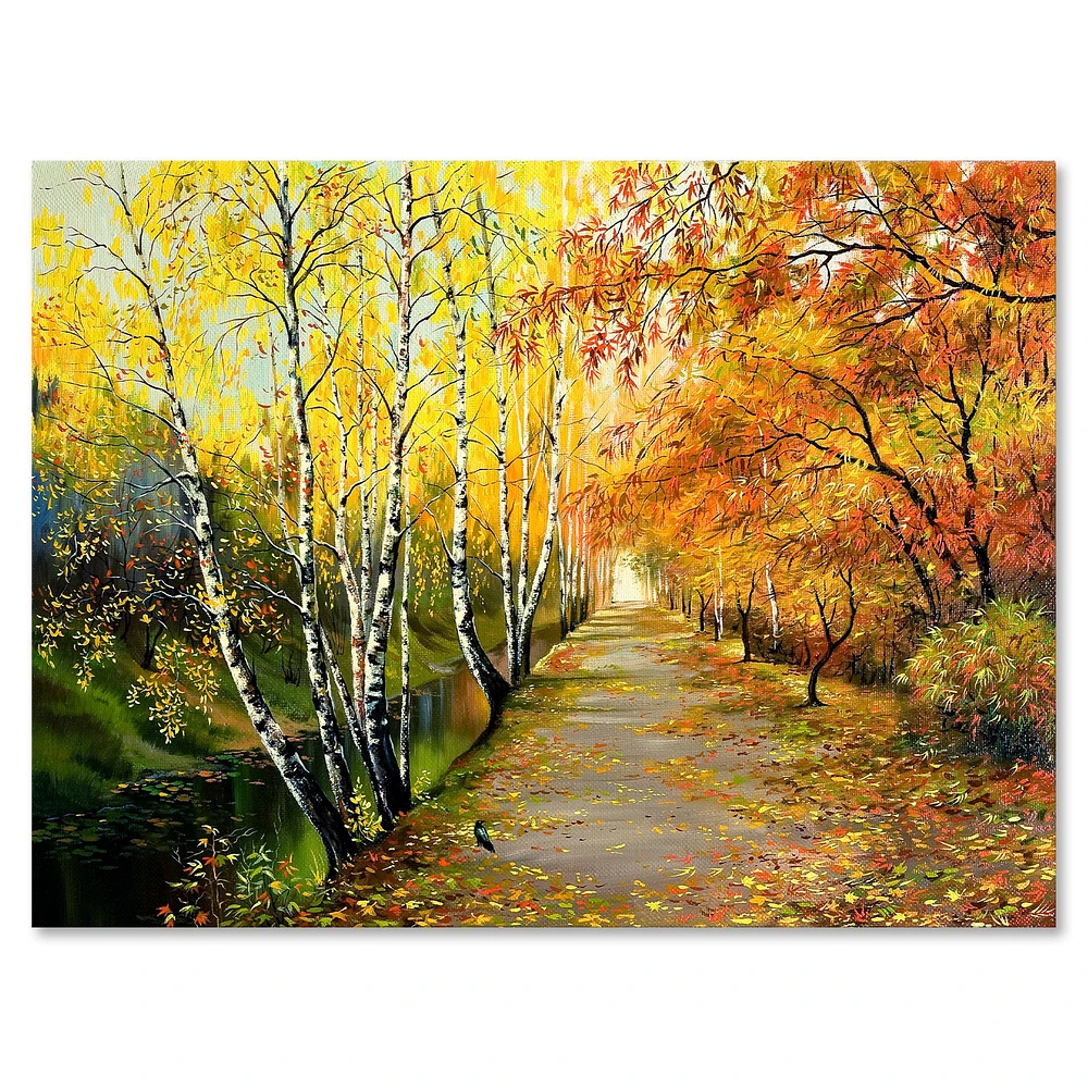 River in The Autumn Woods Canvas Wall Art