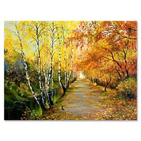 River in The Autumn Woods Canvas Wall Art