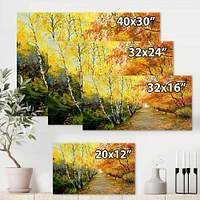 River in The Autumn Woods Canvas Wall Art