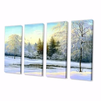 Green Trees Beautiful Winter Landscape Canvas Wall Art Print