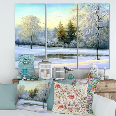 Green Trees Beautiful Winter Landscape Canvas Wall Art Print