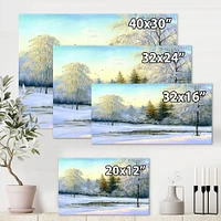 Green Trees in Beautiful Winter Landscape Canvas Wall Art Print